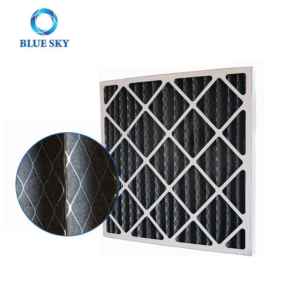 Filtro de aire de horno de CA plisado MERV 8 personalizado con carbón activado para sistema de calefacción, ventilación y aire acondicionado de CA y sistema de horno