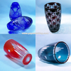 hot selling hand engraved red artificial glass vases