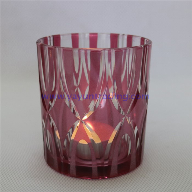 metallic matte amber colored glass candle container cup for home decoration