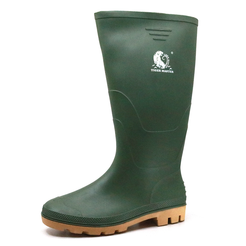 Green Non Safety Agriculture PVC Work Rain Boots for Men