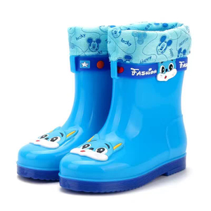 585 blue kids winter rain boots with fur lining