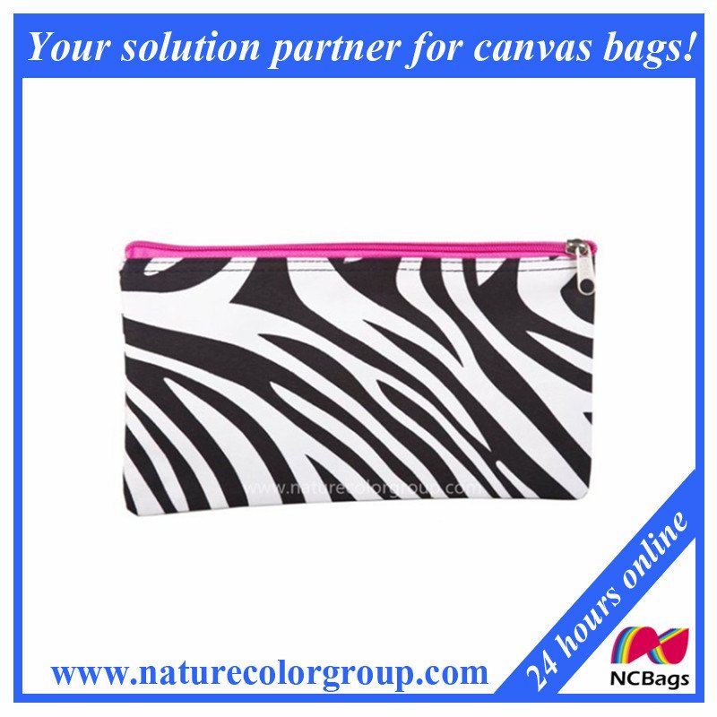 Zebra Hot Pink Small Cosmetic Makeup Bag