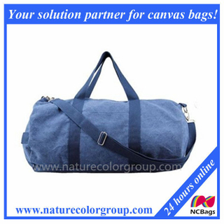 Navy Cotton Canvas Small Travel Duffel Bag