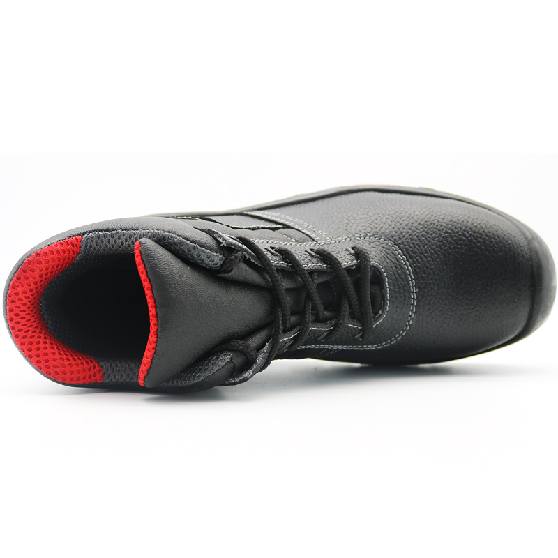 Anti Slip Black Leather Oil Field Safety Shoes Steel Toe Cap