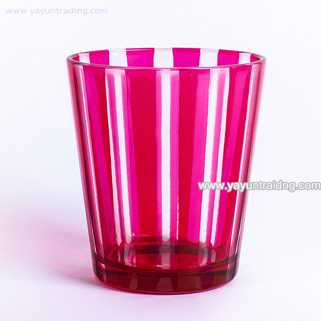 pink empty handmade glass candle vessel