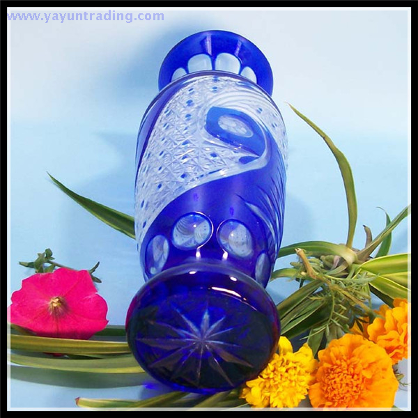 classical red and cobalt blue glass vase for home and garden