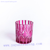 home decoration unique pink colored glass candle vessel