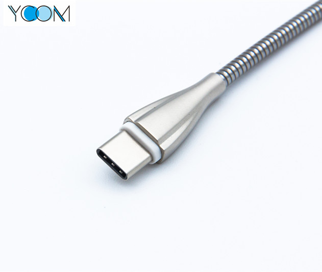 Silvery Color Spring USB Cable for Type C