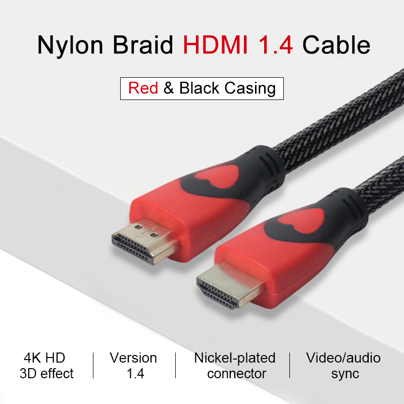 1080P Nylon Braid HDMI 1.4 Cable Soporte 3D, 4K
