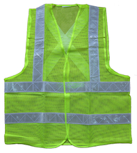Green polyester mesh reflective safety vest in china