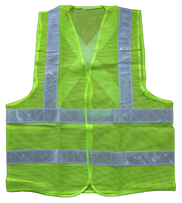 Green polyester mesh reflective safety vest in china