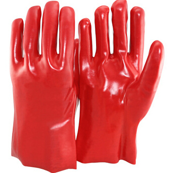Red pvc gloves