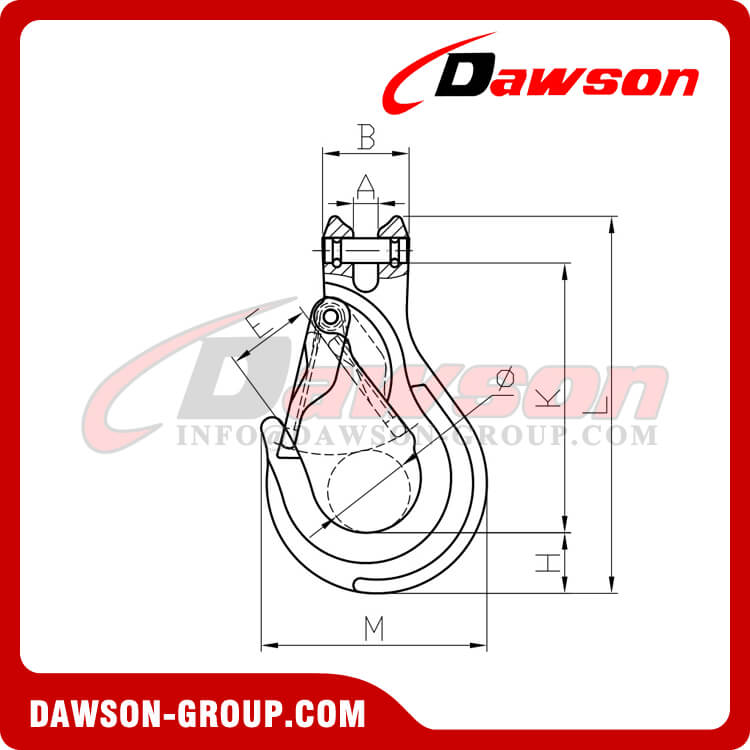 DS1025 G100 Clevis Sling Hook with Cast Latch for Chain Slings
