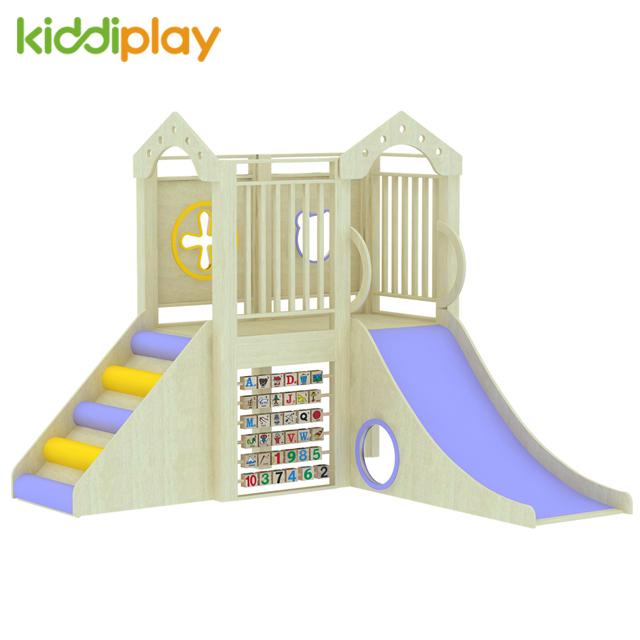 KiddiPlay儿童体智能教具幼儿园木制趣味滑梯室内彩色爬爬梯