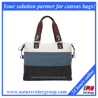 Causal Stripe Canvas Handbag for Ladies