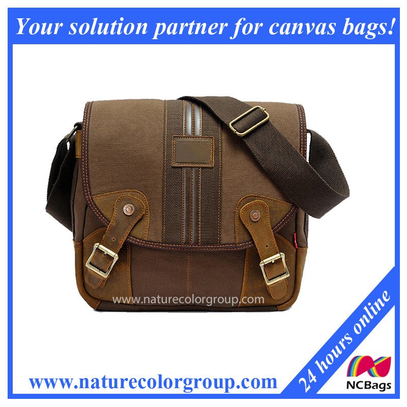 New Style Vintage Canvas Unisex Messenger Shoulder Bag Leather Trim School Shoulder Bag Messenger Bag (MSB-032)
