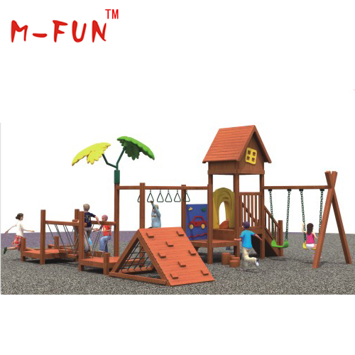 Wooden playground slide