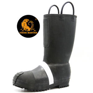 Anti Slip Fireproof Steel Toe Puncture Proof Reflective Firemen Rubber Boots