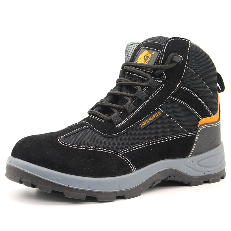 Black Suede Leather Steel Toe Puncture Proof Sport Safety Boots