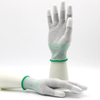Grey Custom Logo Knitted Wrist White PU ESD Carbon Fiber Top Fit Work Gloves 