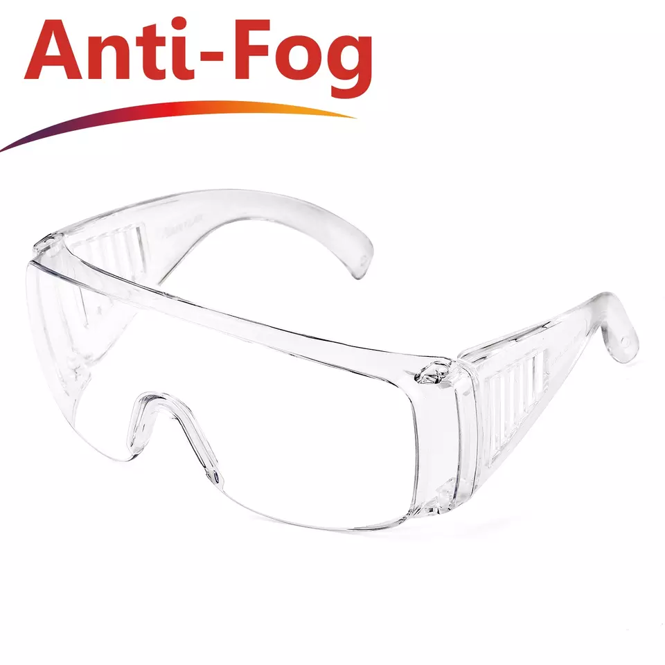 CE EN 166F Anti Fog Anti Scratch Clear PC Lens Lab Safety Goggles 