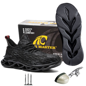 Black Steel Toe Sports Safety Shoes for Men Light Weight