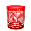 elegant red series hand cut glass candle container for wedding 