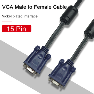 Cable VGA negro niquelado macho a hembra