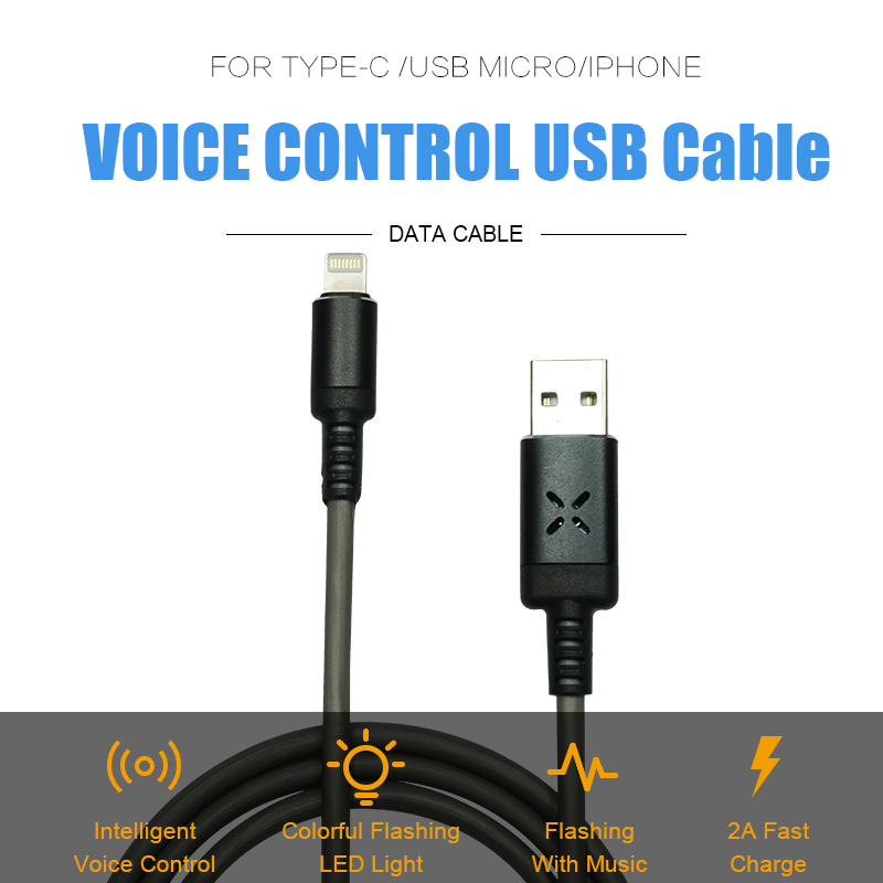 Intelligent Voice Control USB Data Lightning Cable