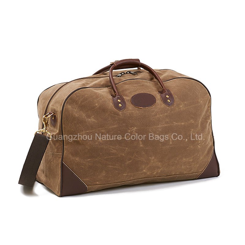 Mens Fashion Waxed Canvas Duffle Bag for Traveling or Touring