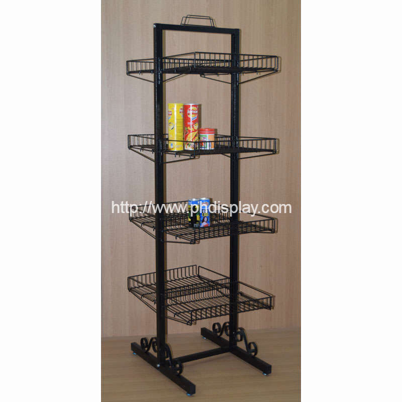 double faces 4 tiers steel display shelf (PHY3014)