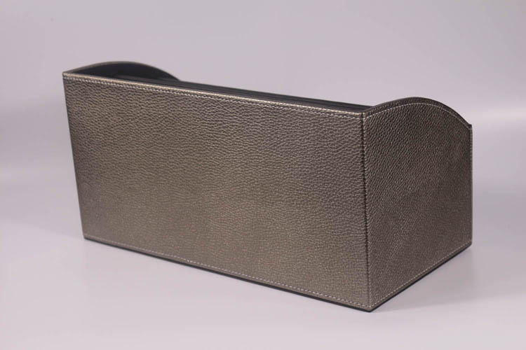 Grey Shinny Pu leather high quality custom office desk top box