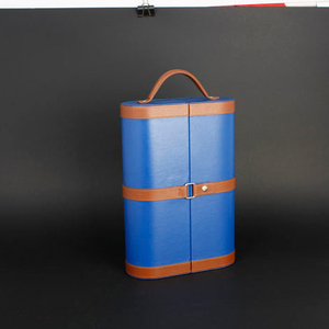 Wine Box Manufacturer Blue Leather wine gift set