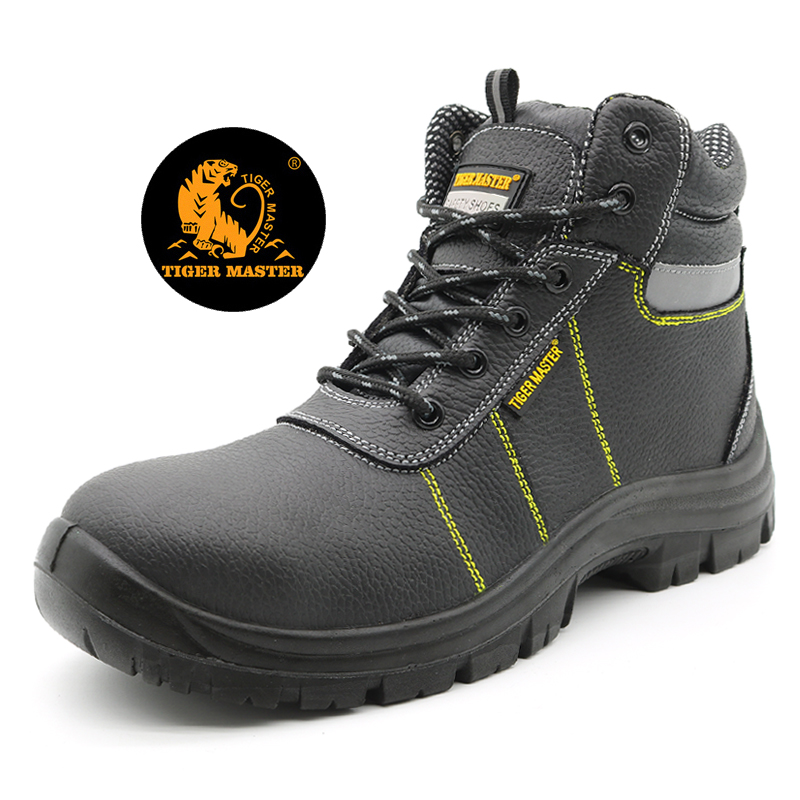 Anti Slip Leather Industrial Safety Shoes Mid Cut Steel Toe