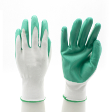 Custom Logo Green Nitrile Coated Industrial Safety Work Gloves CE EN 388