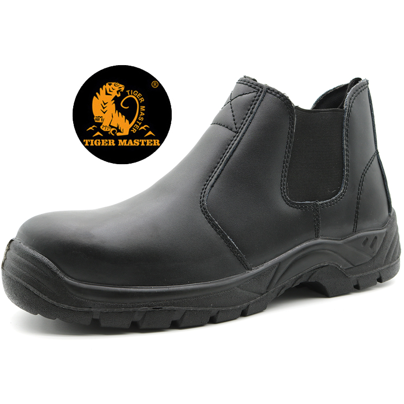 Black Anti Slip No Lace Safety Shoes Steel Toe Cap