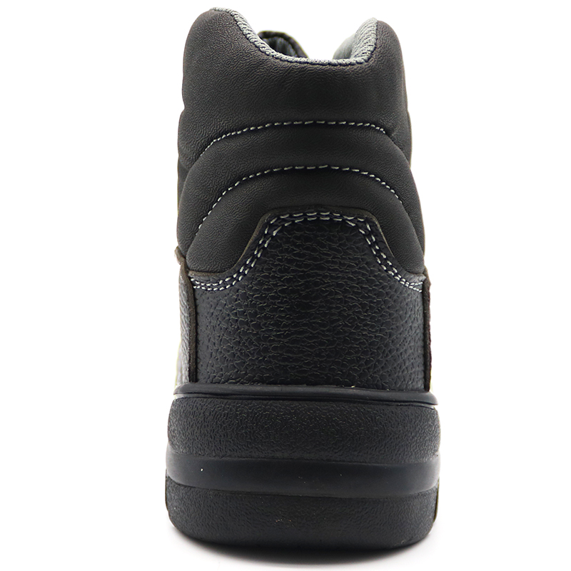 High Ankle Cheap Black Leather Industrial Safety Boots Steel Toe