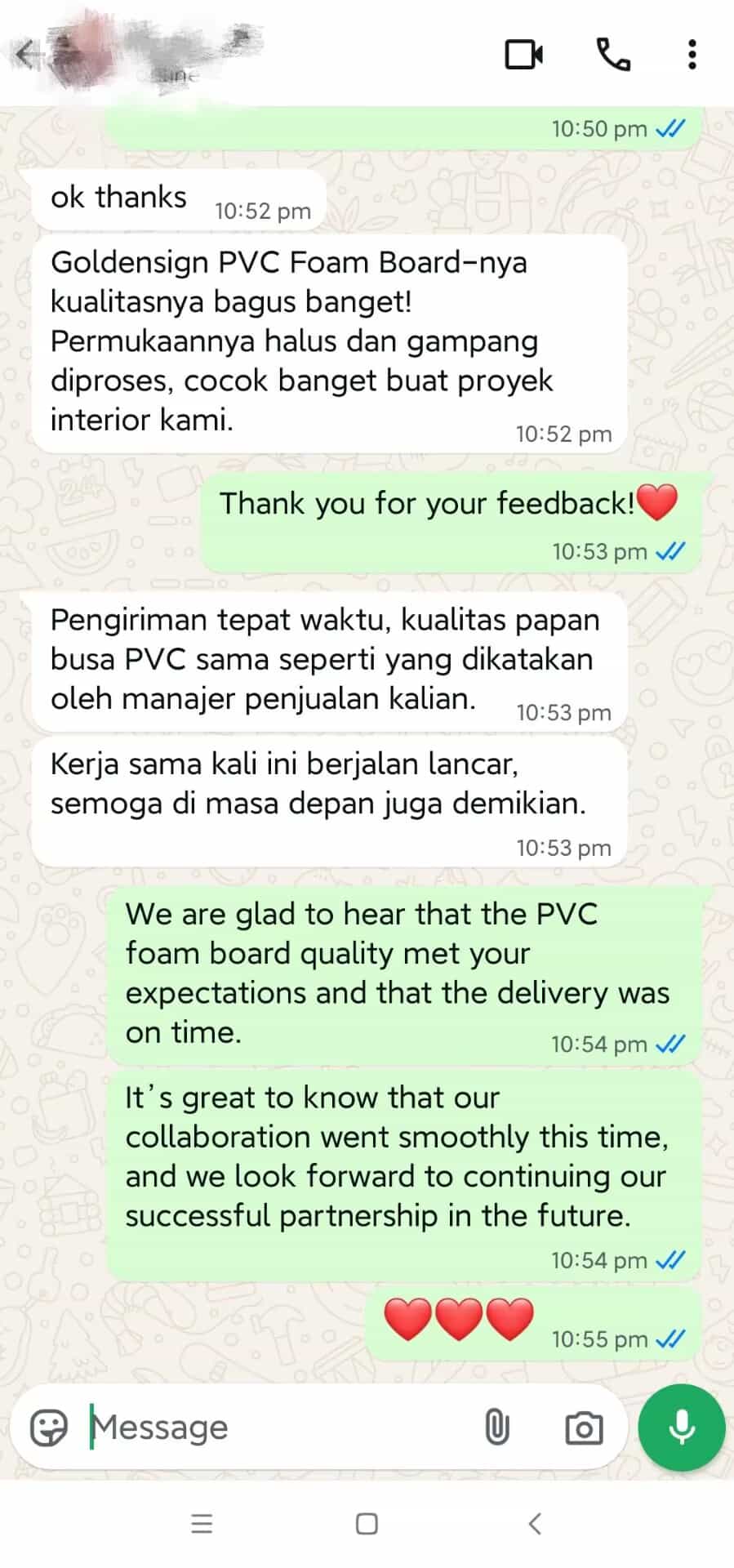 GoldenSign PVC 泡沫板客戶評論 - 優質、表面光滑、易於安裝，適合室內項目