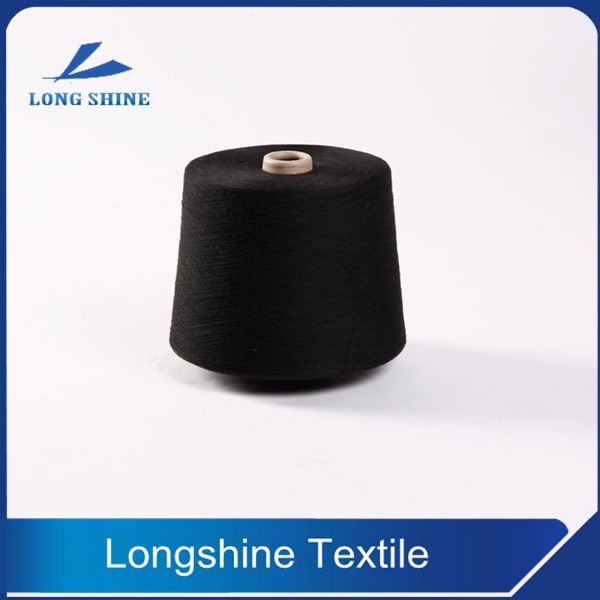 Black T/C Cotton And Polyester Blended Core Spandex Yarn For Making Denim Fabric