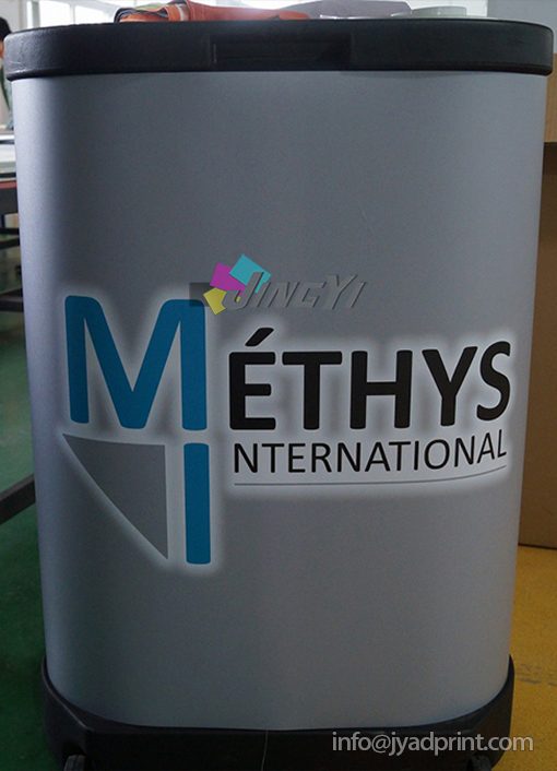 Arc PVC POP up Backdrop Display Banner +2 Spotlights + Plastic Trolley Podium (with full color printing your design)