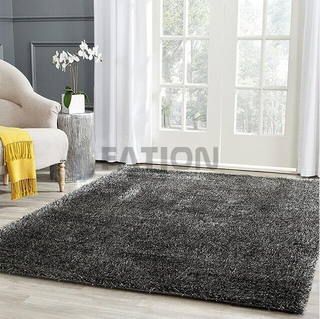 5'×8' Polyester Area Rug Charcoal Shag Carpet