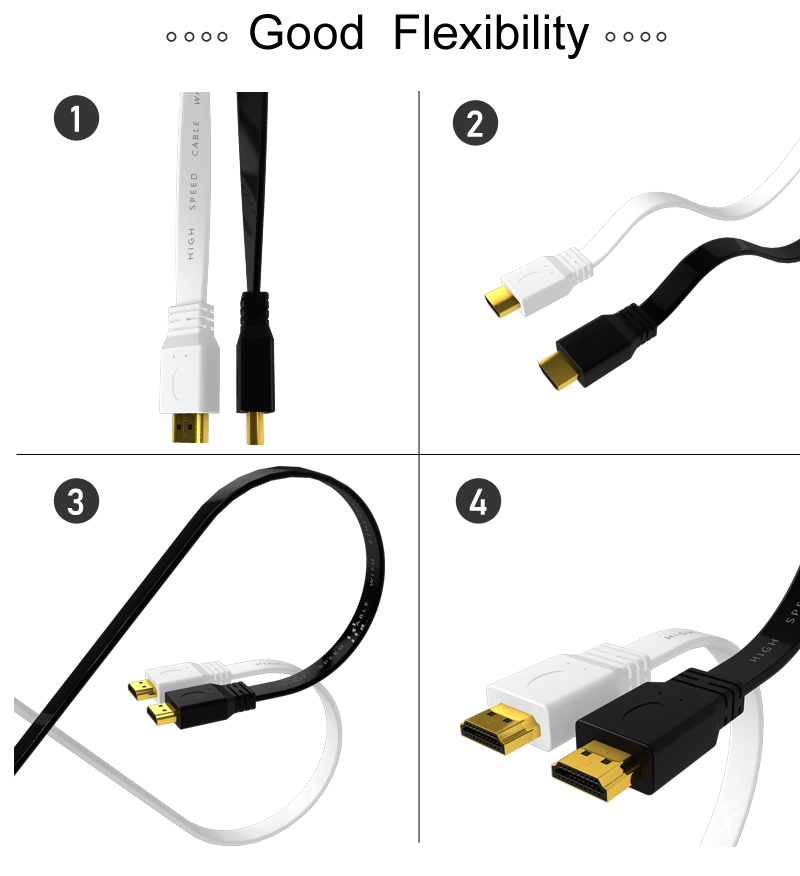 Colorido cable HDMI macho a macho con cable de forma plana