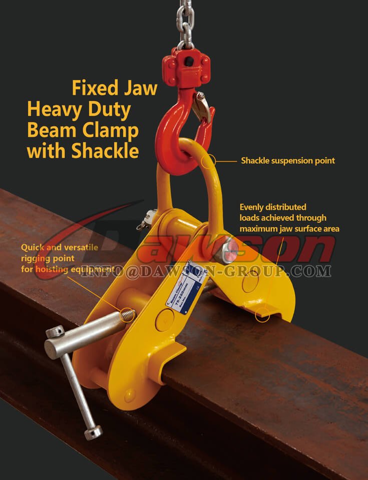 Beam Trolley Clamp with Shackle, Steel Beam Trolley Lifting Clamp