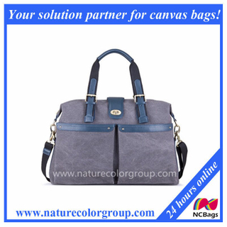 Fashion Canvas and Leather Carry-on Travel Tote Bag