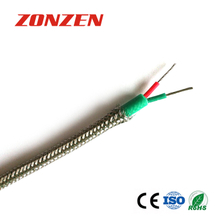 Silicone rubber insulated thermocouple extension wire with stainless steel overbraid--Single pair, round
