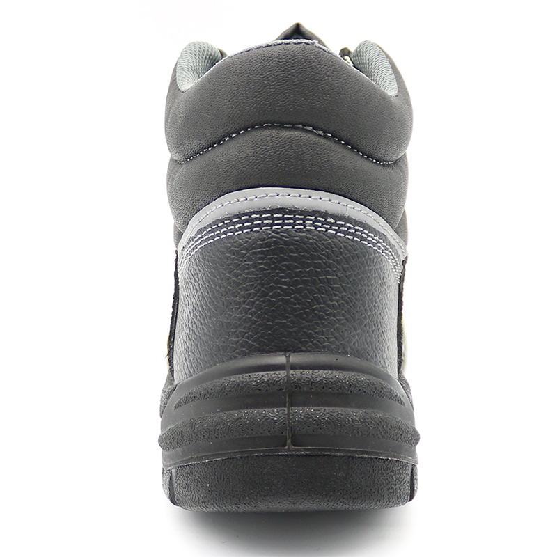 Black Leather Construction Site Safety Shoes Steel Toe Cap