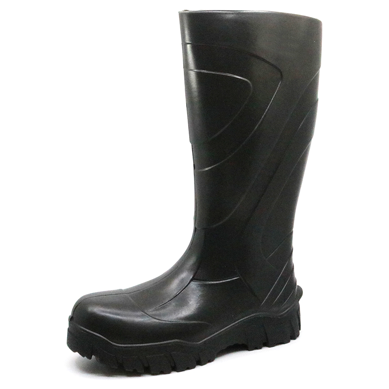 Black Non Slip Chemical Resistant Composite Toe PU Safety Rain Boots