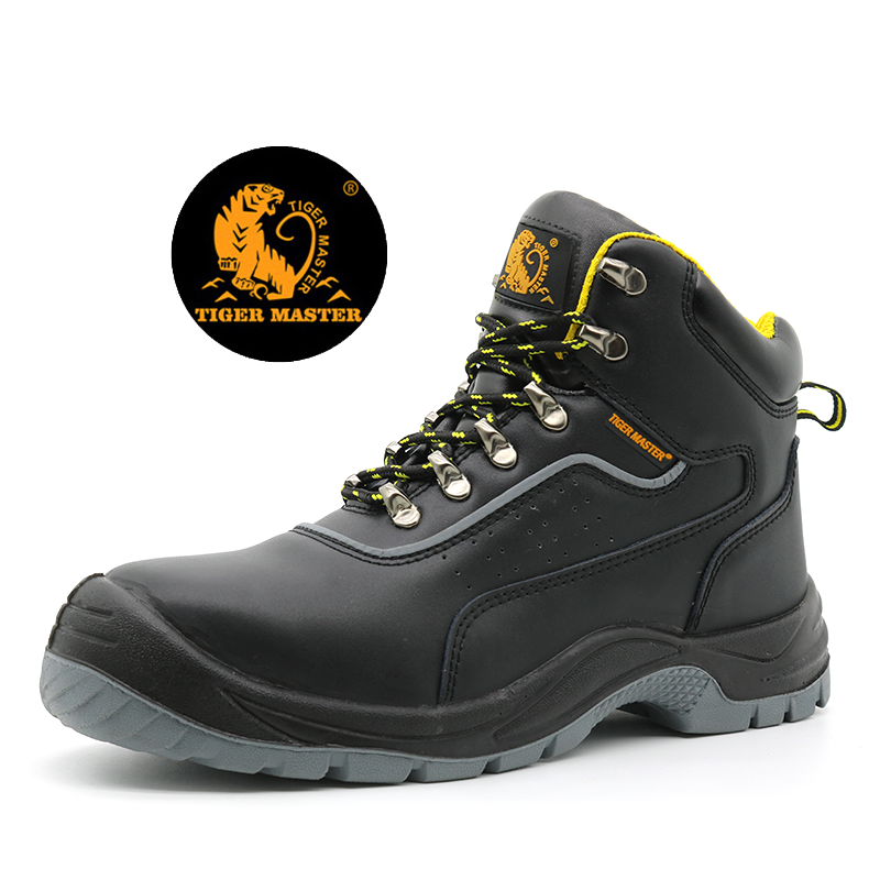 Anti Puncutre Leather Safety Shoes Mid Cut Steel Toe