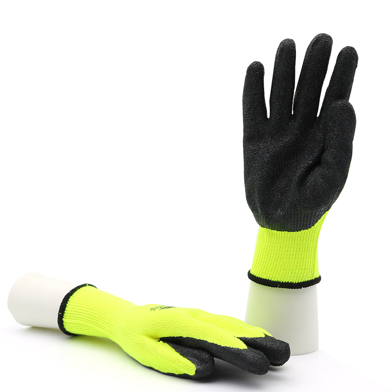 Anti Slip Oil Resistant Poly-cotton Liner Black Latex Safety Gloves To Work