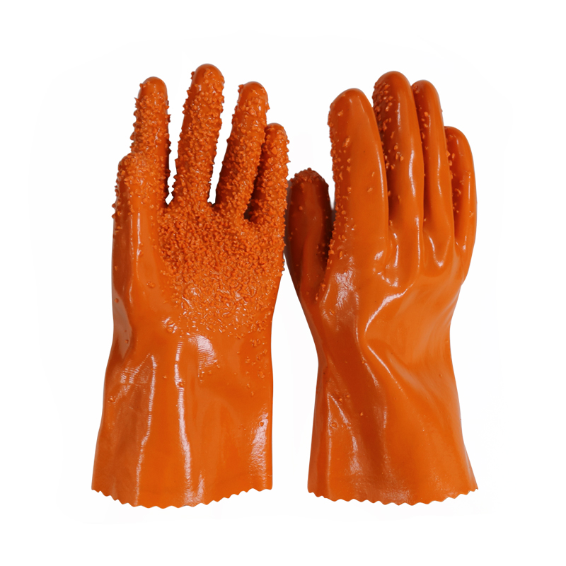 27cm Waterproof Anti Slip Orange Pvc Gloves